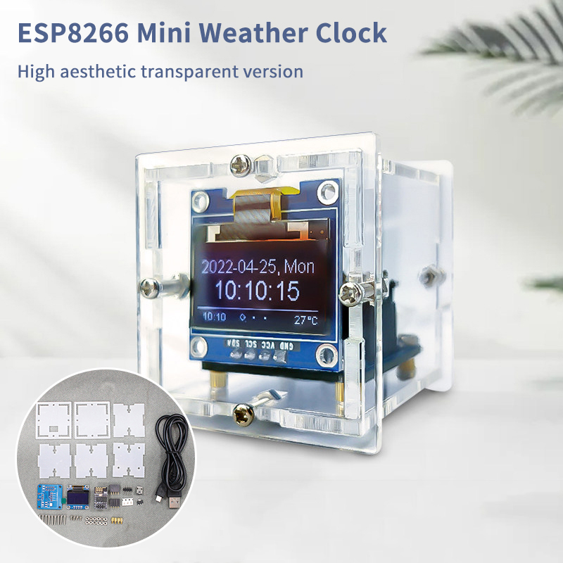 Electronics Project Kit - ชุดนาฬิกาพยากรณ์อากาศขนาดเล็ก ESP8266 DIY สำหรับงานบัดกรี - ชุดฝึกหัดอิเล็กทรอนิกส์สถานีตรวจอากาศดิจิตอล
