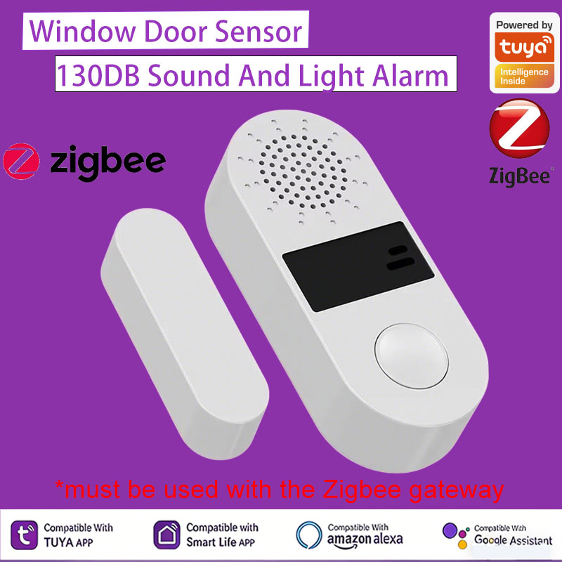 Smart Home Automation Kit - เซ็นเซอร์ตรวจจับประตูหน้าต่างไร้สาย Tuya Zigbee พร้อมเสียงเตือน 130DB แจ้งเตือนผ่านแอป