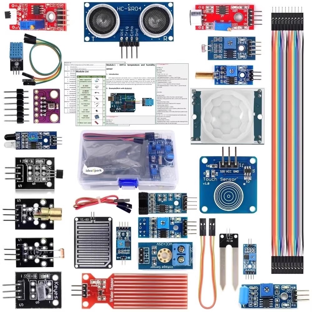 Esp32 Smart Home Kit - ชุดโมดูลเซ็นเซอร์22ใน1สำหรับผู้เริ่มต้นเรียนรู้หุ่นยนต์ไมโครโฟนในดินความชื้นในดินเซ็นเซอร์หลีกเลี่ยงสิ่งกีดขวาง