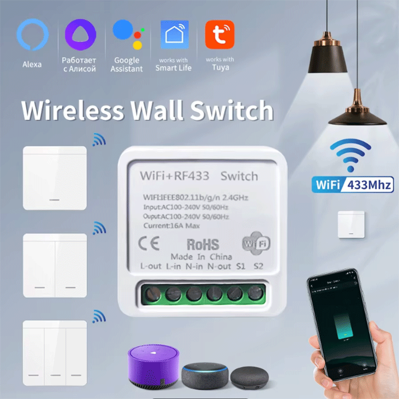 Smart Light Switch Wifi - สวิตช์ไฟอัจฉริยะ Tuya WiFi สมาร์ทโฮมไร้สาย RF 433mhz