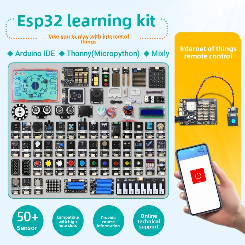 Iot Kit Beginner - ชุดอุปกรณ์พัฒนา ESP32 สำหรับผู้เริ่มต้นเรียนรู้ IoT พร้อมบลูทูธ, ไวไฟ,