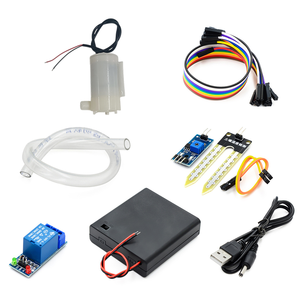 Sensor Kit Arduino - โมดูลชลประทานอัตโนมัติ DIY ชุดอุปกรณ์ชลประทานอัตโนมัติในสวน เซ็นเซอร์วัดความชื้นในดิน ปั๊มน้ำขนาดเล็กสำหรับ Arduino