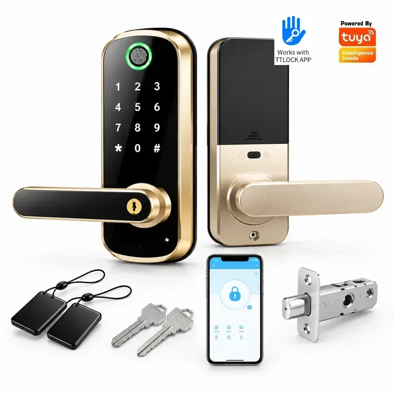 Smart Door Lock Wifi - ล็อคประตูไม้สำหรับโฮมสเตย์ ระบบอิเล็กทรอนิกส์อัจฉริยะ ใช้รหัสผ่านและลายนิ้วมือ พร้อมระบบป้องกันการล็อค