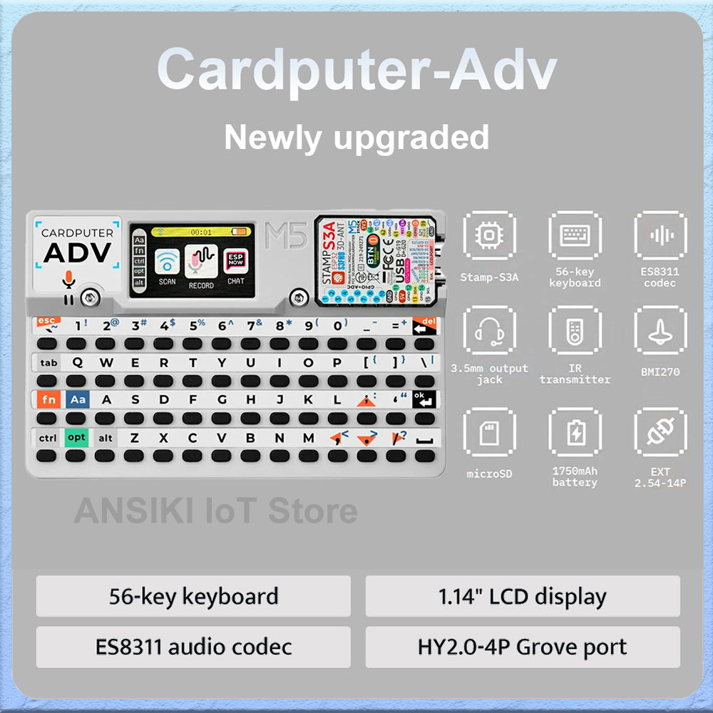 Electronics Project Kit - M5Stack Cardputer-Adv คอมพิวเตอร์การ์ดแบบตั้งโปรแกรมได้ Stamp-S3A หน้าจอ LCD