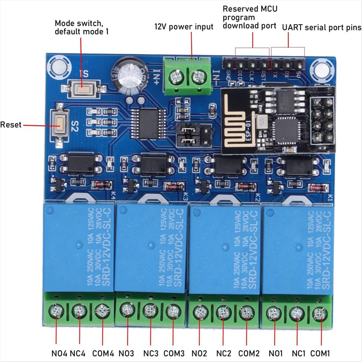 ซุปเปอร์เซลล์ 4 ช่องไวไฟโมดูลร - Esp8266 Relay Module บทวิจารณ์และราคา